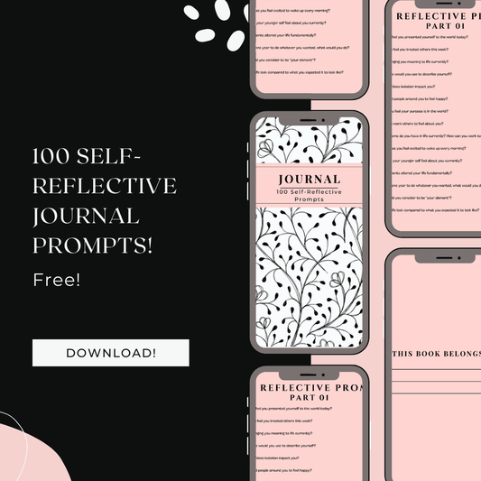 🖤 100 Self-Reflective Journal Prompts | Free Download | Black & Pink Floral Theme